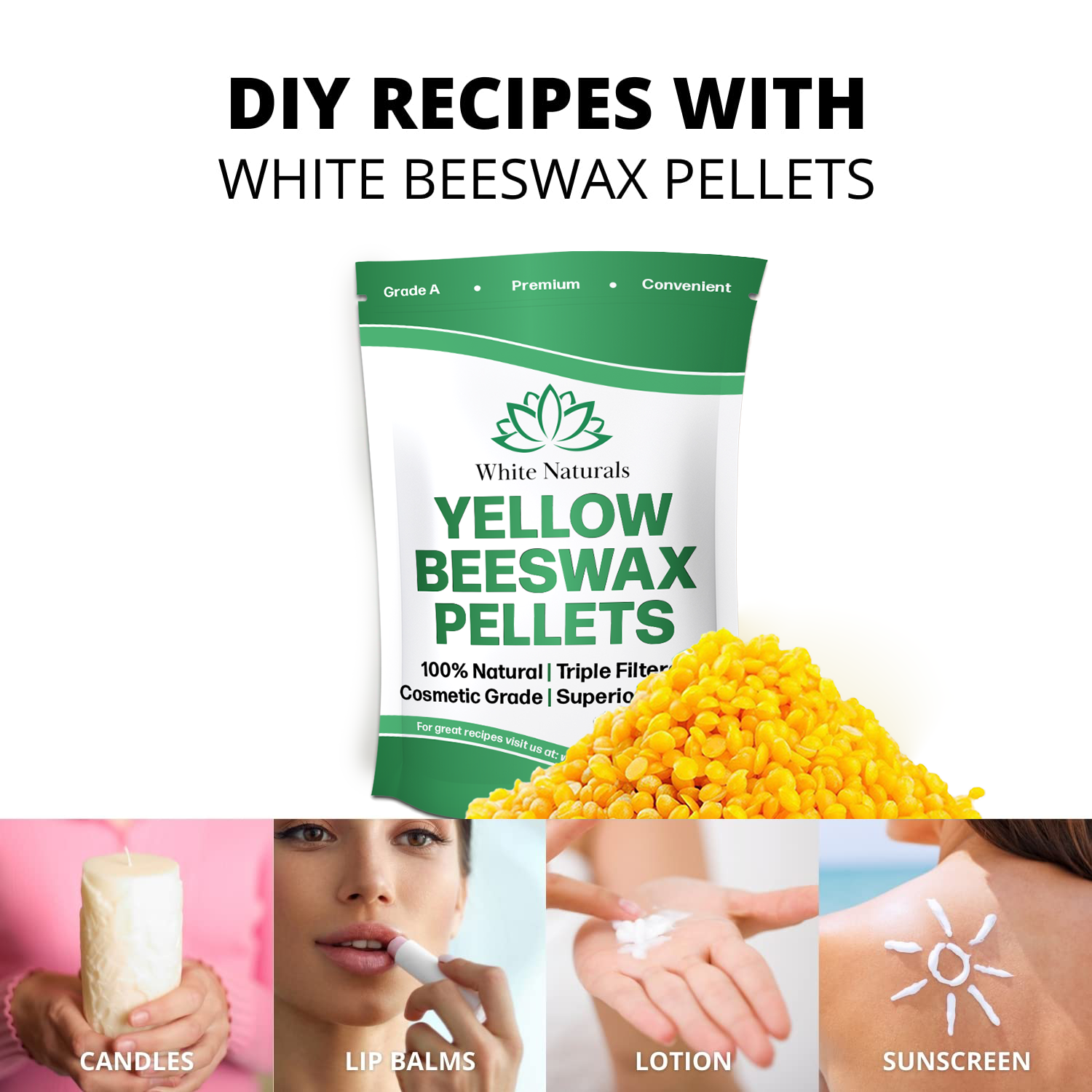 Yellow Natural Pure Beeswax Pellets Honey Cosmetic Grade Useful
