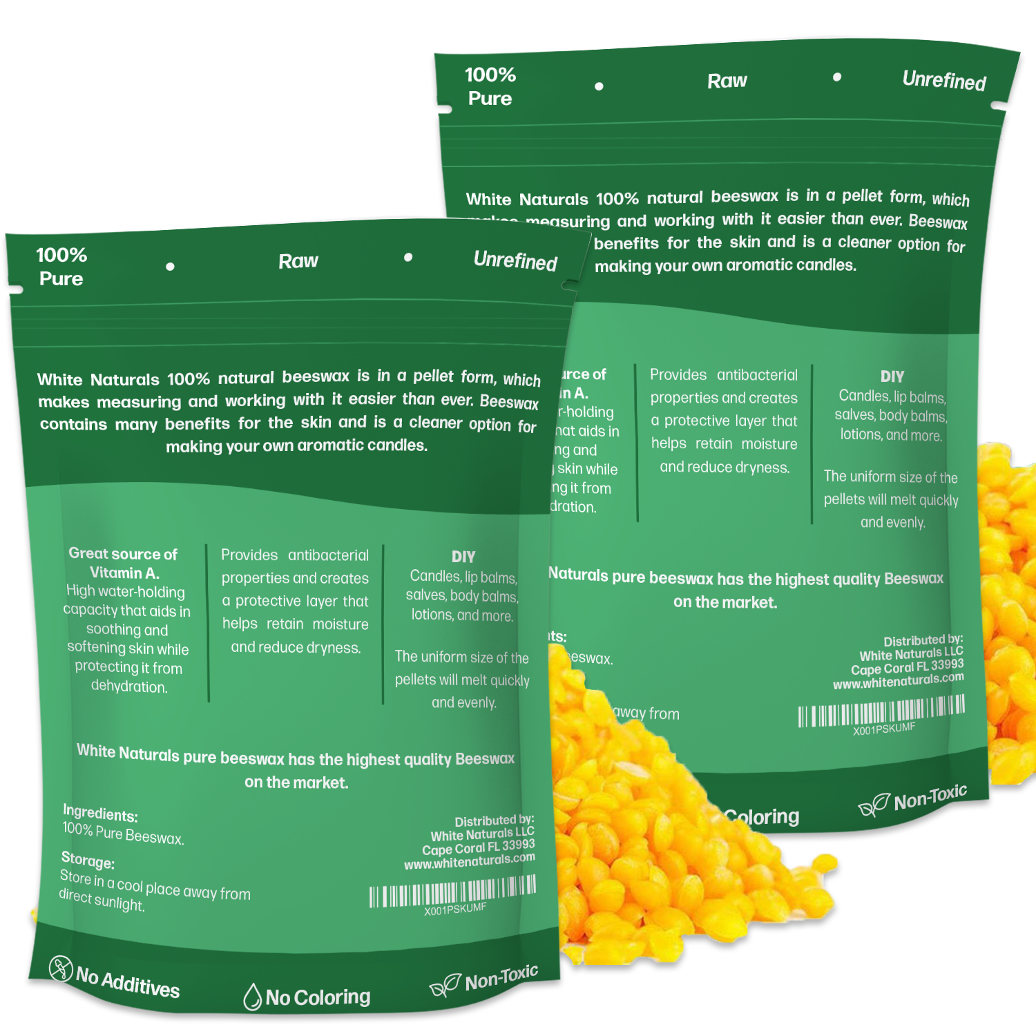 Organic Yellow &white Beeswax Pellets 2 Lb 1lb in Each Bag Triple