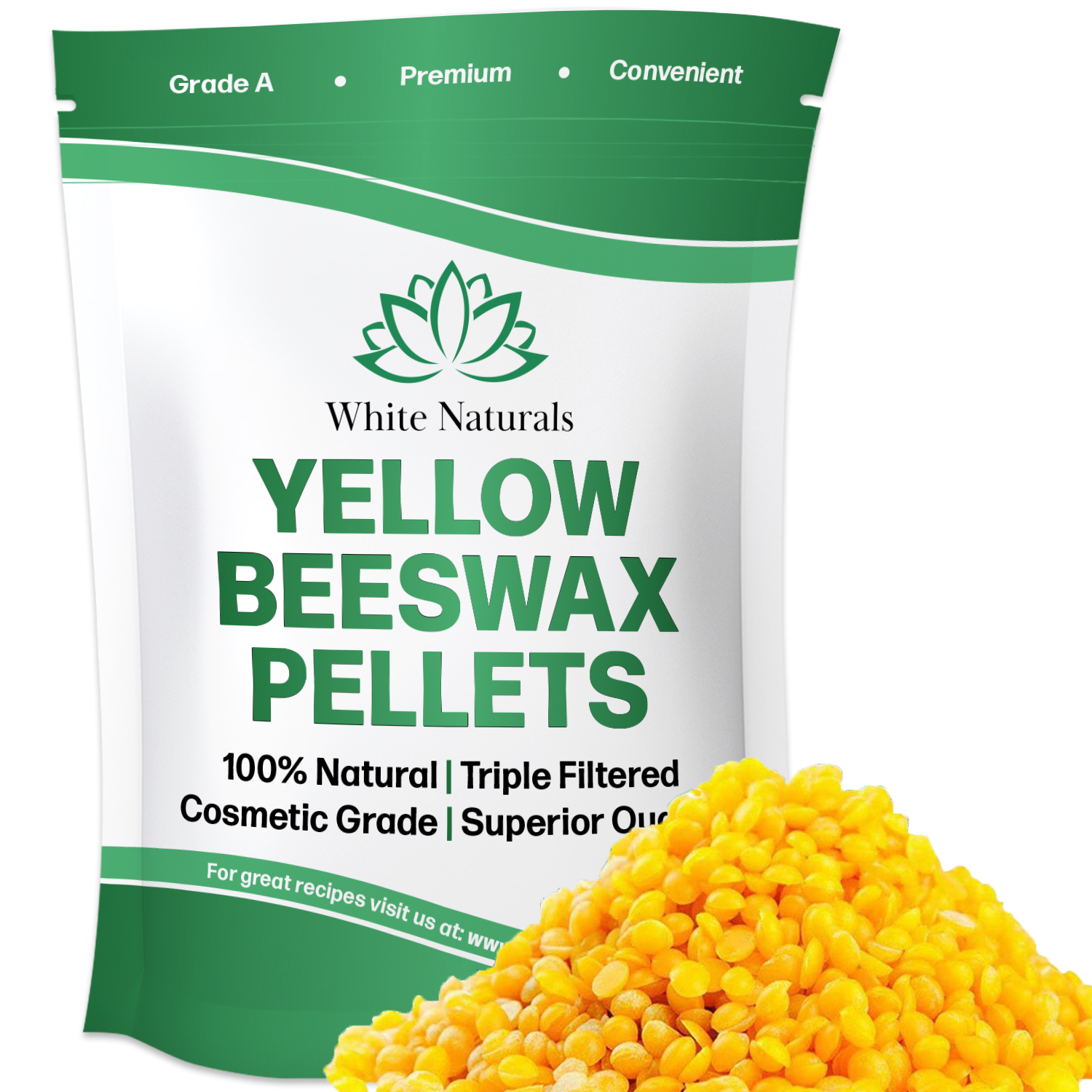 Organic Yellow Beeswax Pellets 1 lb, Pure, Natural, Cosmetic Grade Bees  wax, Triple Filtered, Great For Diy Lip Balm, Lotions and More 16 oz -  White