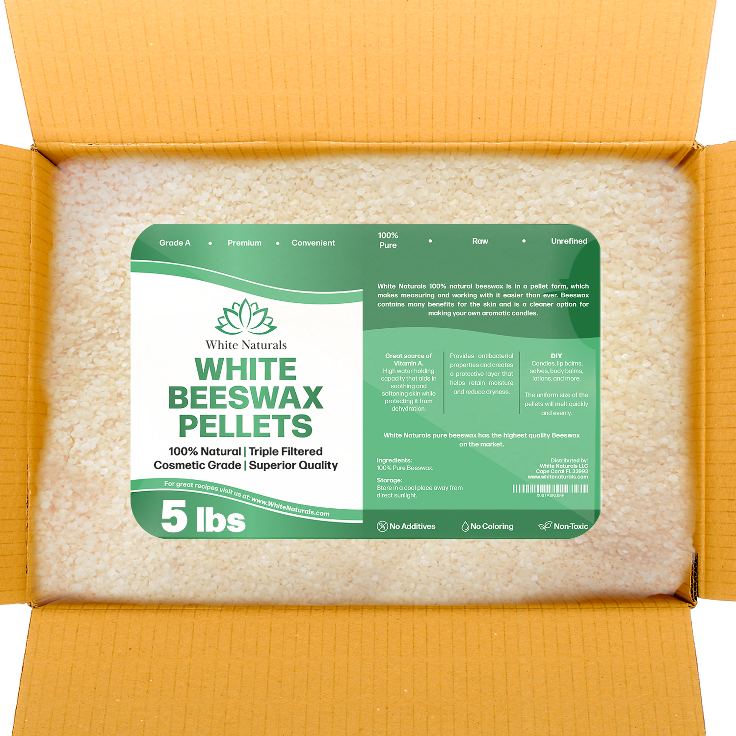 US Organic Beeswax White Pastille, bulk wholesale, 100% Pure